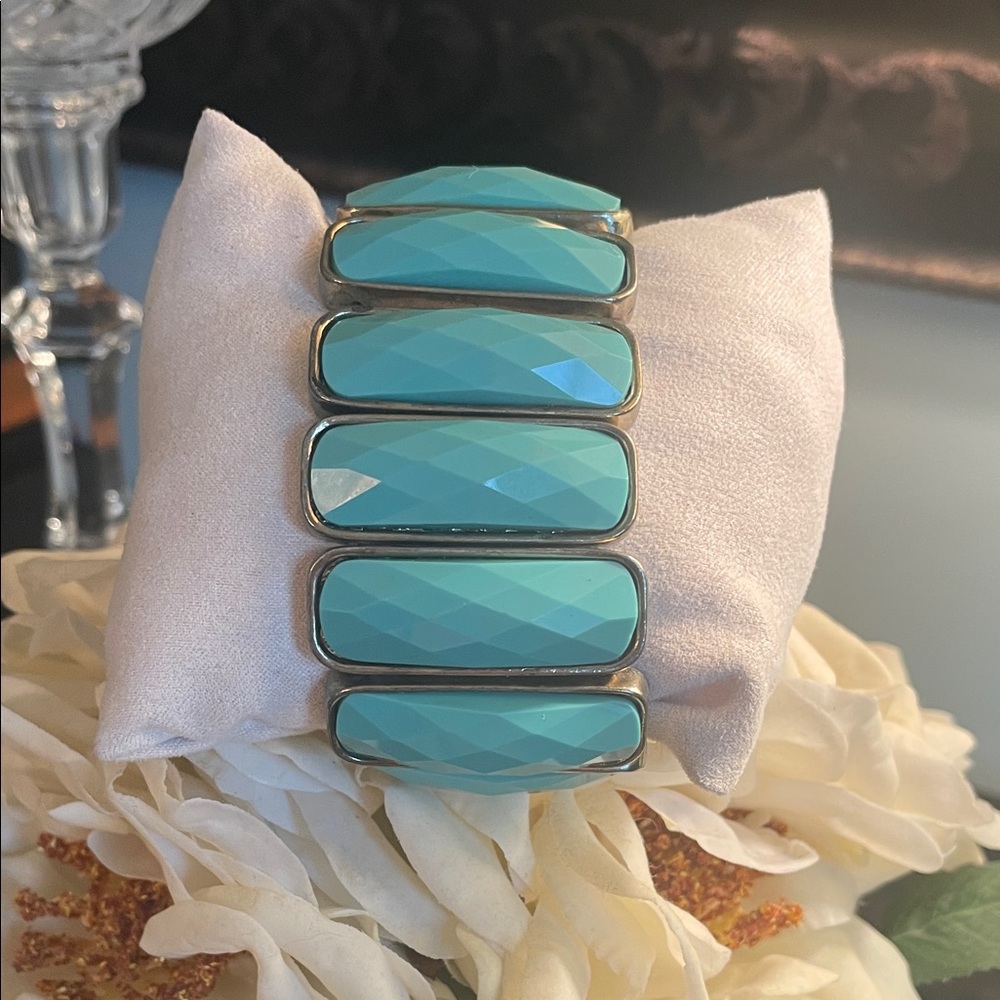Turquoise Faceted Stretch Bracelet - Fashion Jewelry
